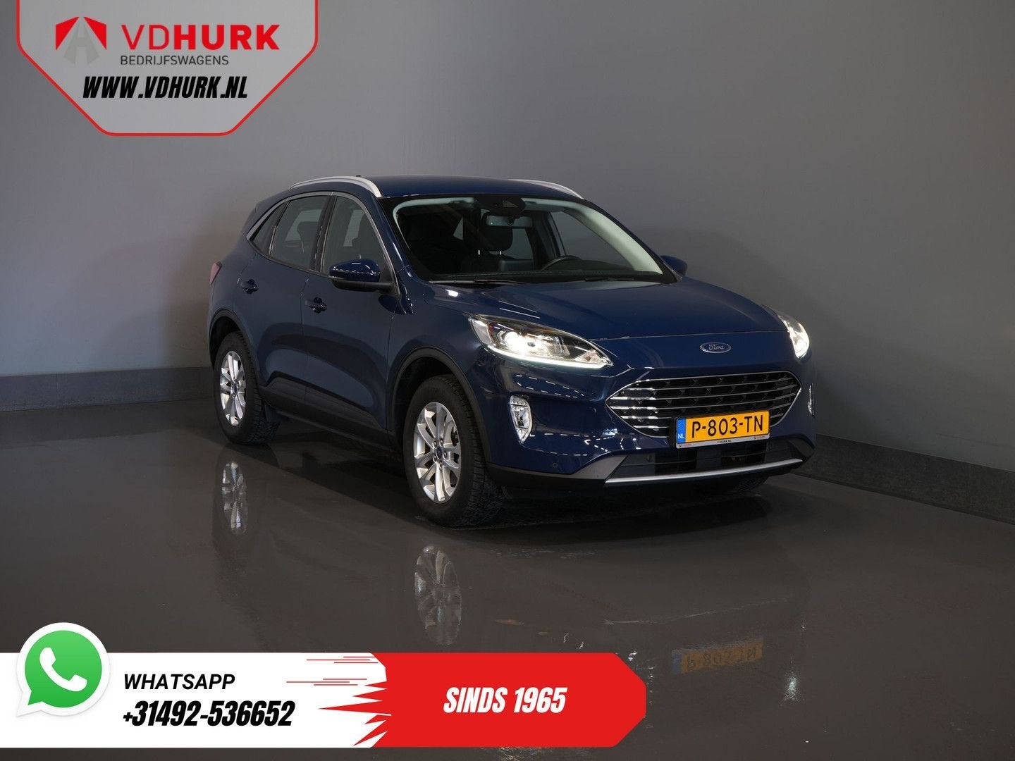 Ford Kuga 2.5 PHEV 225 pk Titanium LED/ Carplay/ Virtual Coc, Automaat, 14 kWh, Blauw, Hybride Elektrisch/Benzine