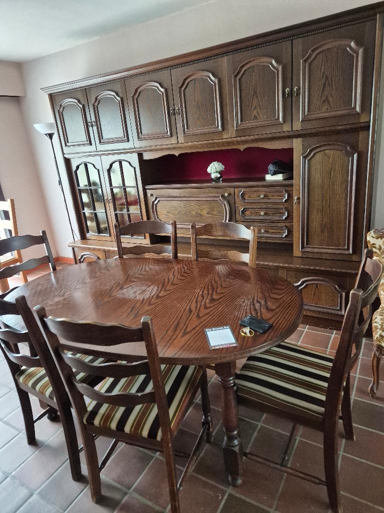 Eetplaats, Huis en Inrichting, Complete eetkamers, Ophalen of Verzenden, Gebruikt, Donker eik