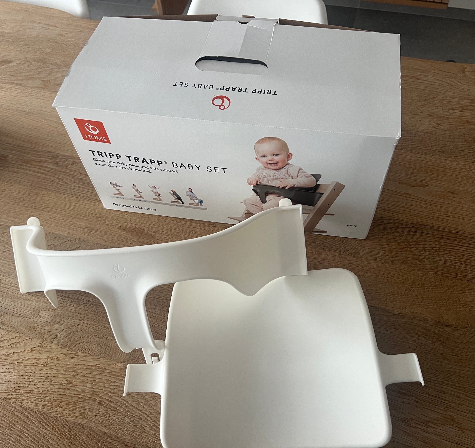 Stokke Tripp trapp Baby Set blanc, Kinderen en Baby's, Ophalen of Verzenden, Zo goed als nieuw