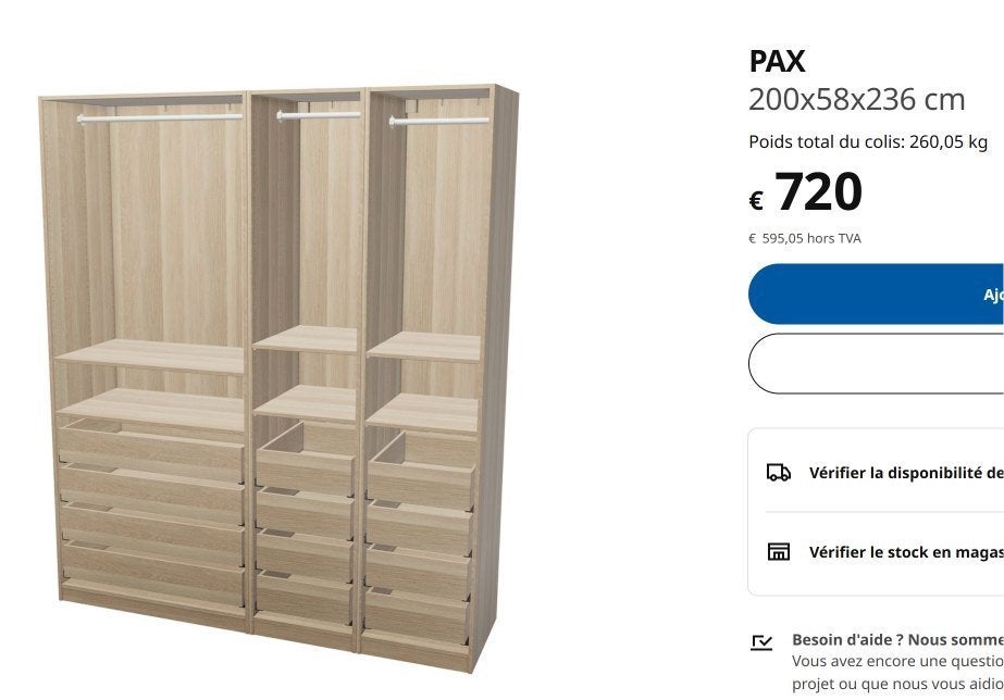 A RECUPERER RAPIDEMENT Grande armoire IKEA PAX Modulable, Ophalen, Met lade(s), Gebruikt, 200 cm of meer