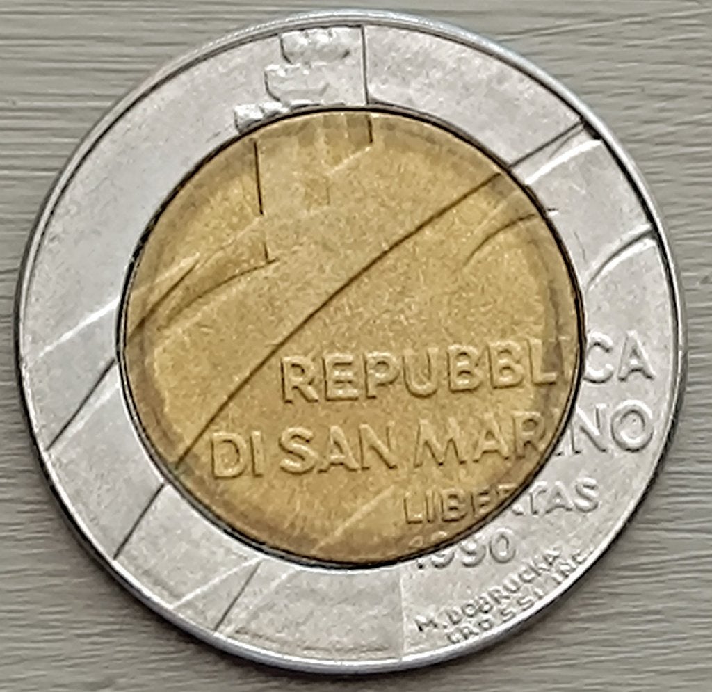 munt San Marino 500 lire 1990:Zestien eeuwen geschiedenis, Postzegels en Munten, Ophalen of Verzenden