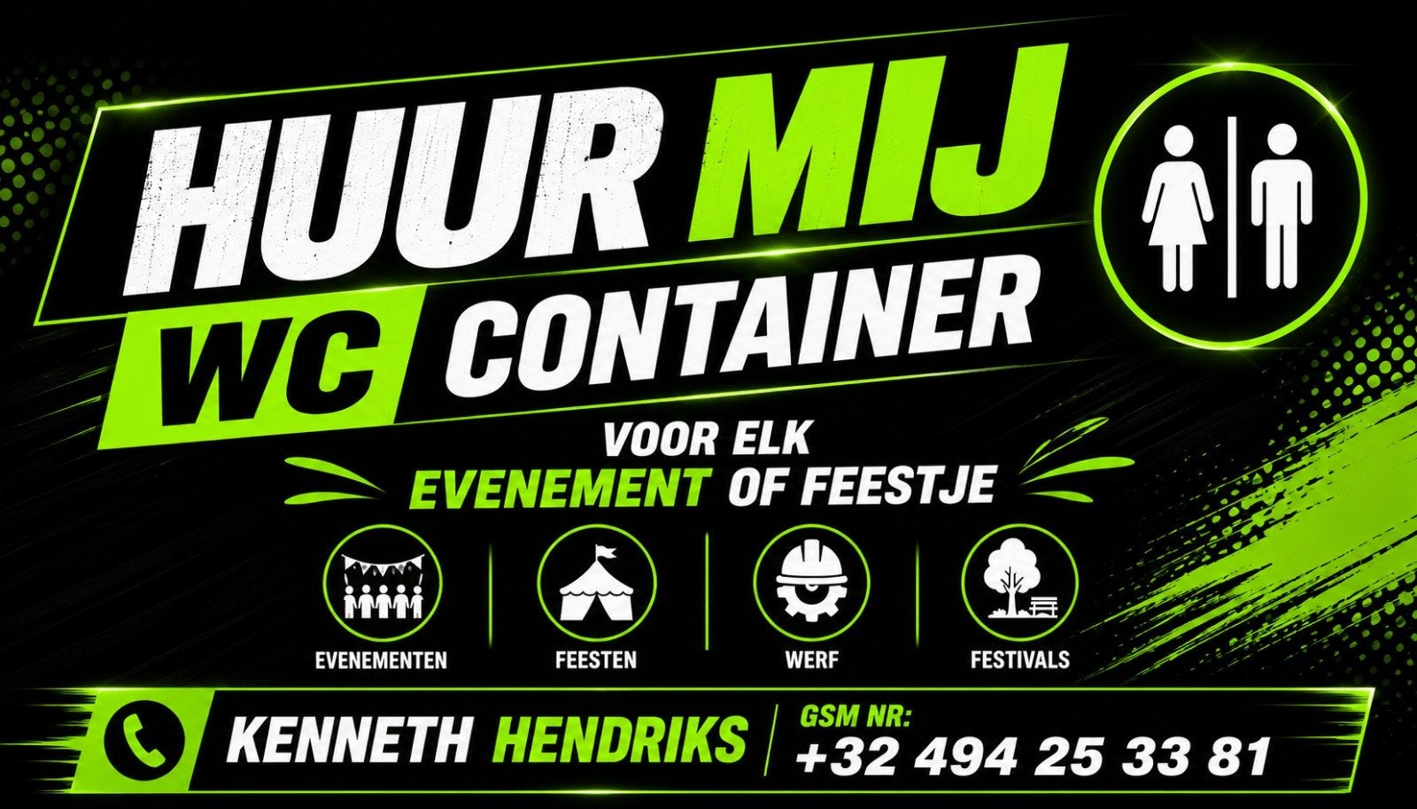 Te Huur WC container, Enlèvement