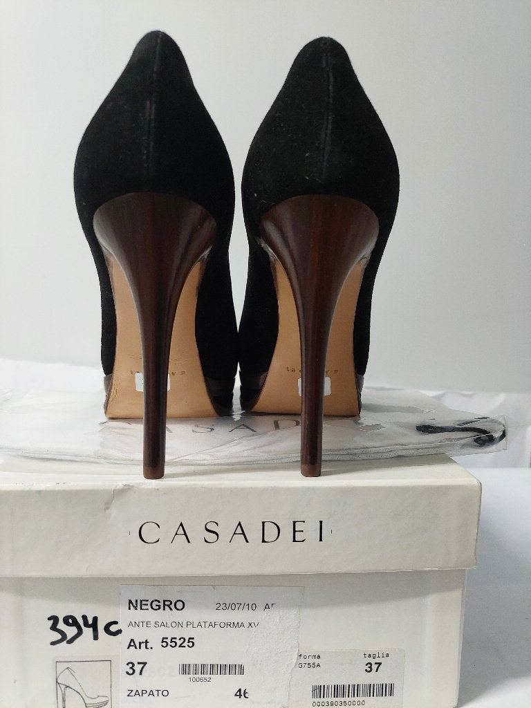 394C* Casadei - sexy zwarte leren pumps (37), Kleding | Dames, Schoenen, Pumps, Verzenden, Zwart, Nieuw