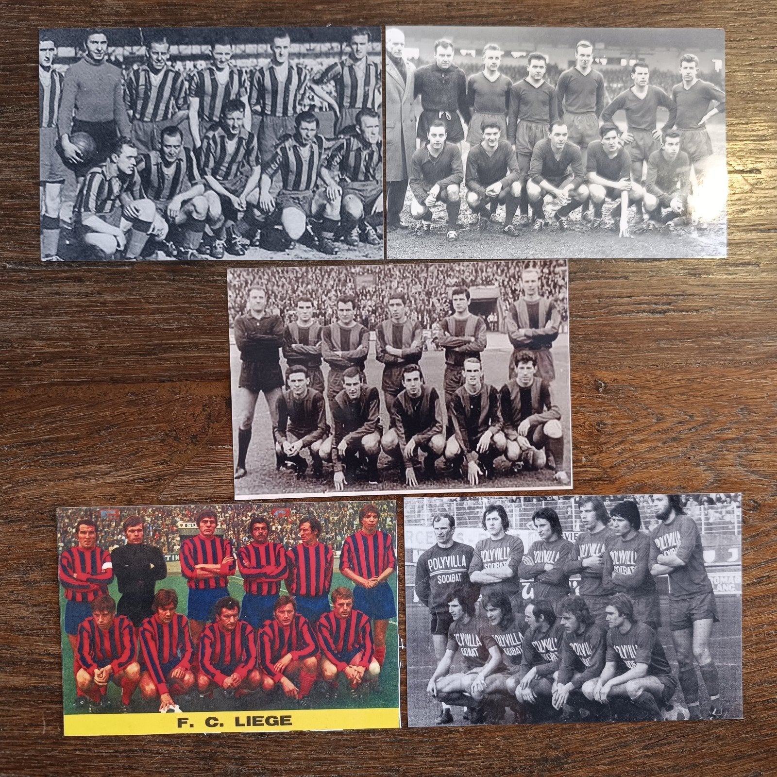 5 x Foto. F.C LIÈGE voetbal elftal, Collections, Envoi