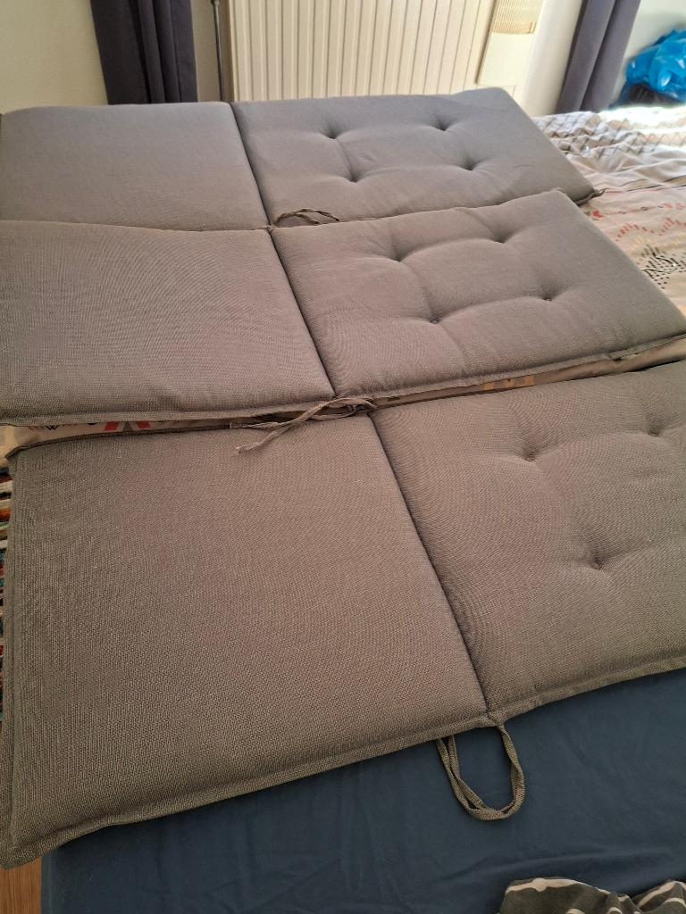 3 Coussins fauteuils gris clair de jardin Lelavi, Jardin & Terrasse, Enlèvement, Comme neuf