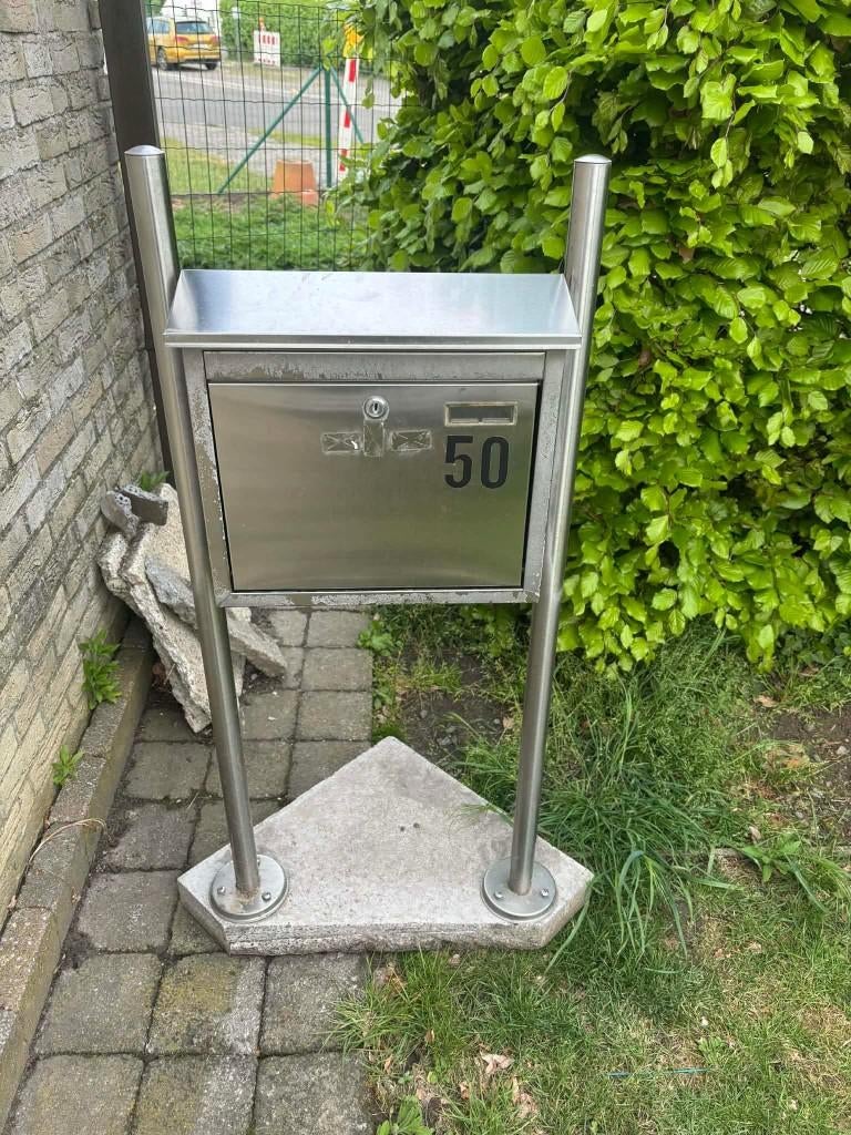 Brievenbus staand, Tuin en Terras, Brievenbussen, Ophalen, Gebruikt, Inox, Staande brievenbus