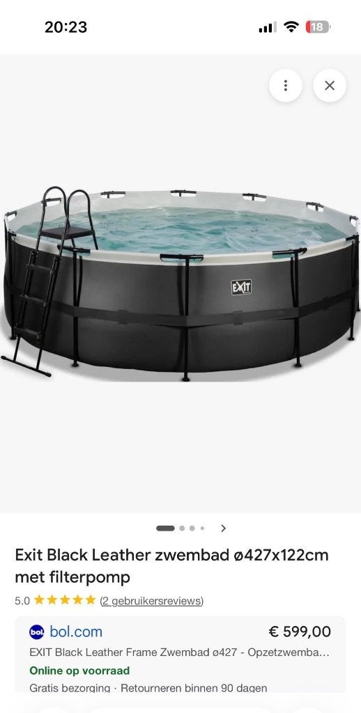 Zwembad, Gebruikt, Rond, 300 cm of meer, Ophalen