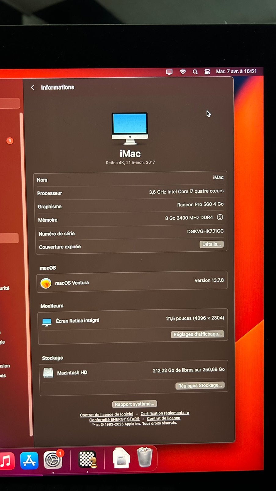 Imac 21,5 pouve retina 4K (état comme neuf), Computers en Software, Apple Macbooks, Ophalen, Zo goed als nieuw