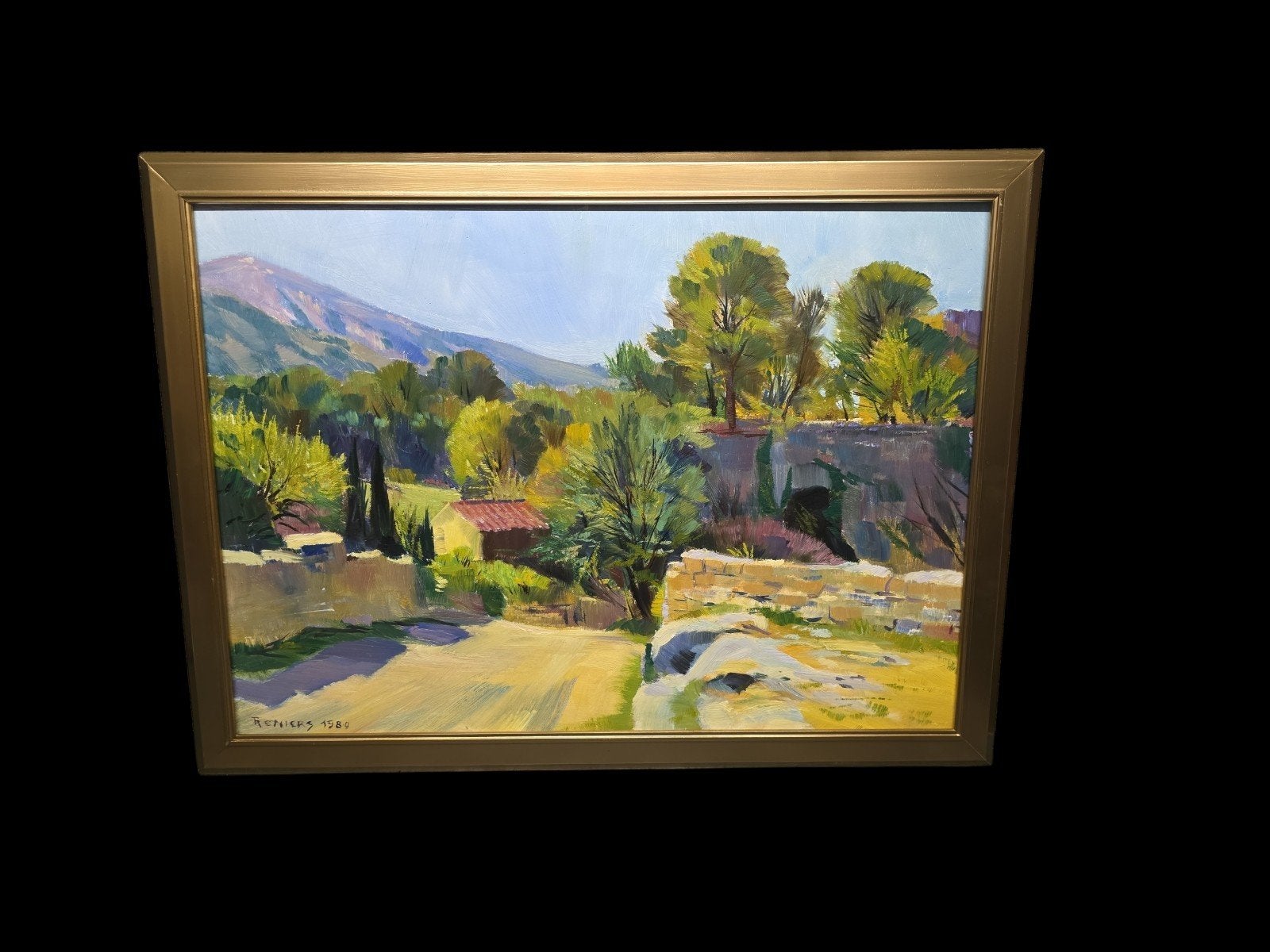 Schilderij 'Au loin le Ventoux' gesign., Ophalen of Verzenden