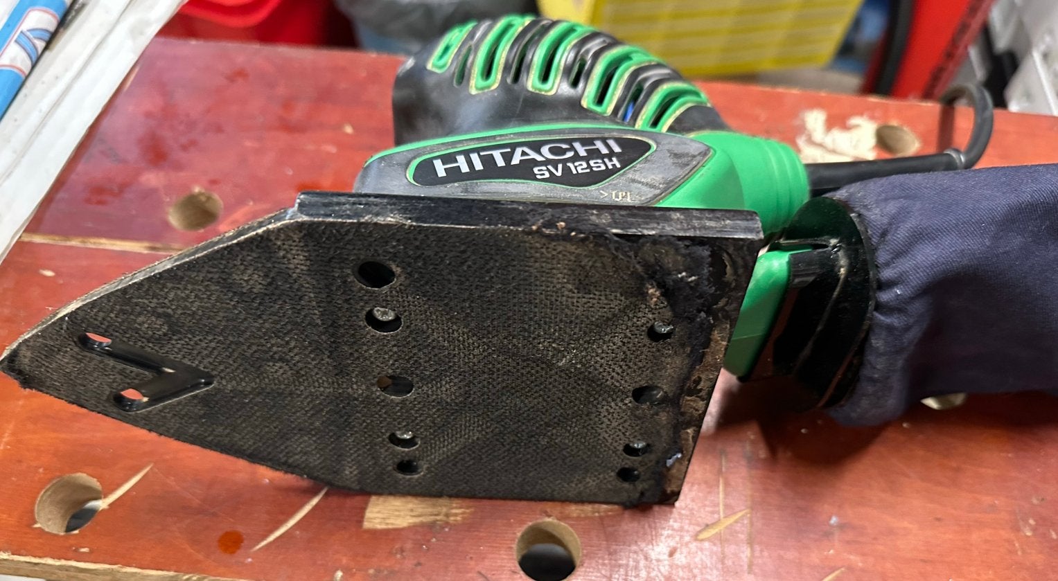 Hitachi SV12SH, Bricolage & Construction, Outillage | Ponceuses, Enlèvement, Utilisé, Moins de 600 watts, Ponceuse orbitale