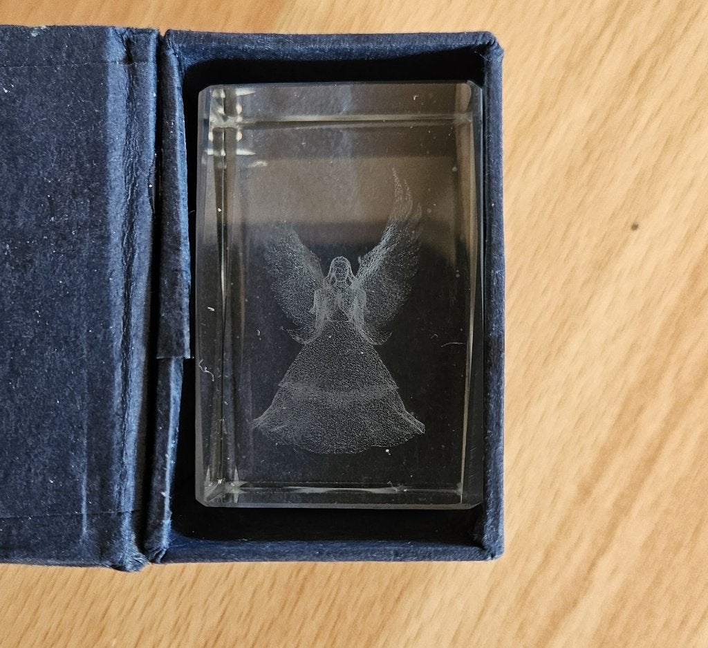 Bloc laser en cristal avec image 3D d'un ange, Enlèvement ou Envoi, Comme neuf, Autres matériaux