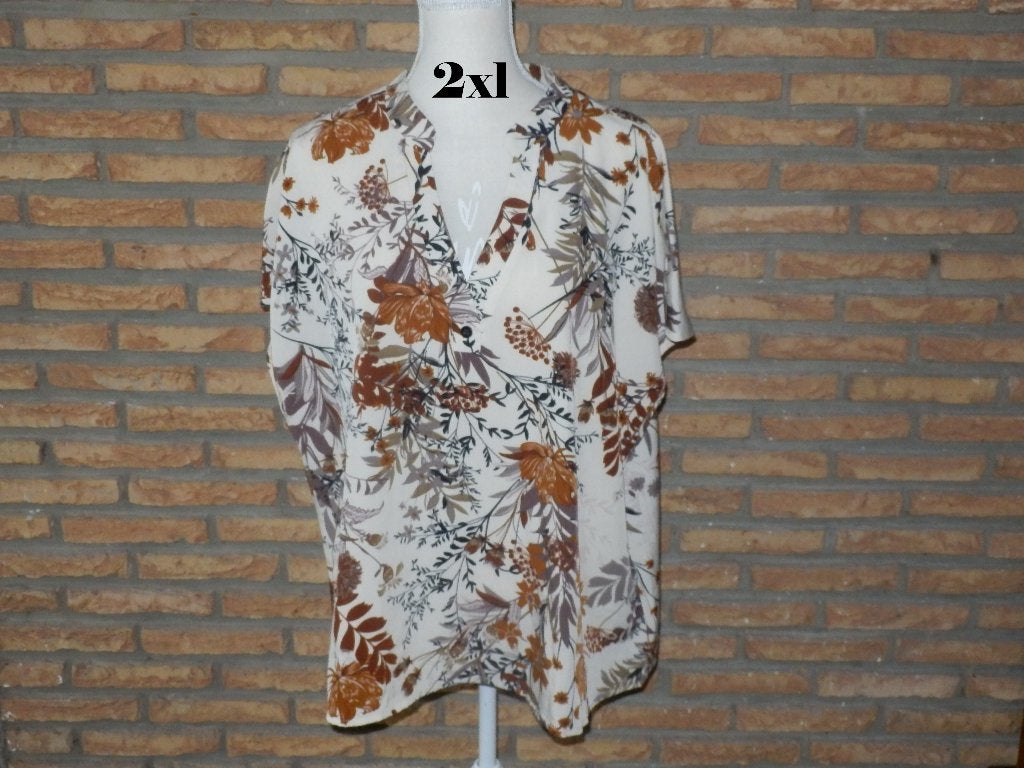 (192)- blouse femme t.2xl brune beige = shein =, Bruin, Maat 42/44 (L), Ophalen of Verzenden, Zo goed als nieuw