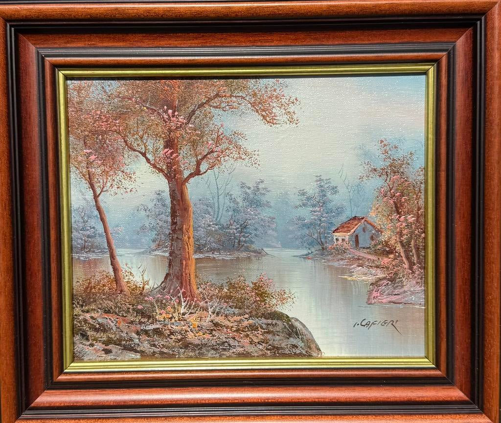 Schilderij Irene Cafieri – Olieverf op doek – Lentelandschap, Antiek en Kunst, Ophalen of Verzenden