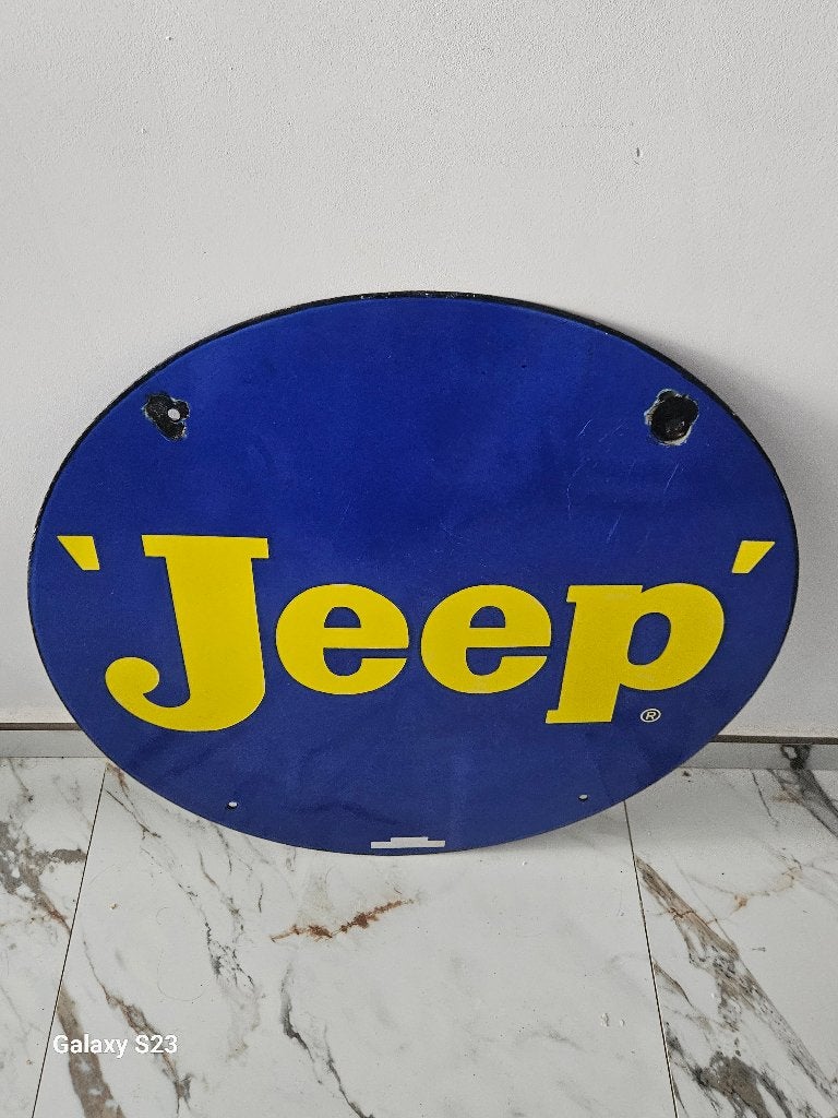 Plaque émaillée vintage JEEP, Collections, Enlèvement, Utilisé, Panneau publicitaire