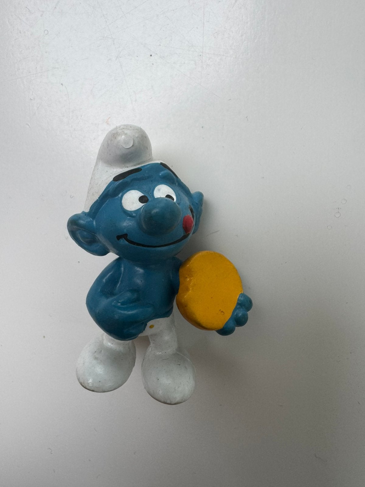 Vintage Peyo Bully Smurf With Biscuit Cookie, Ophalen, Gebruikt, Overige Smurfen, Poppetje, Figuurtje of Knuffel