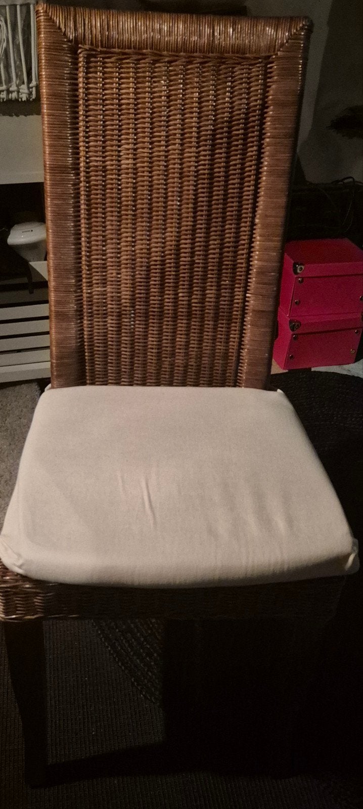 Twee rotan stoelen met kussens., Ophalen, Bruin, Twee