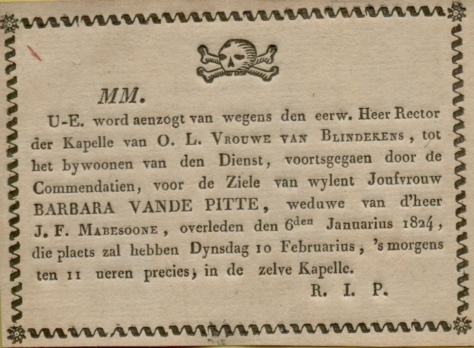 overlijdenskaartjes, Envoi