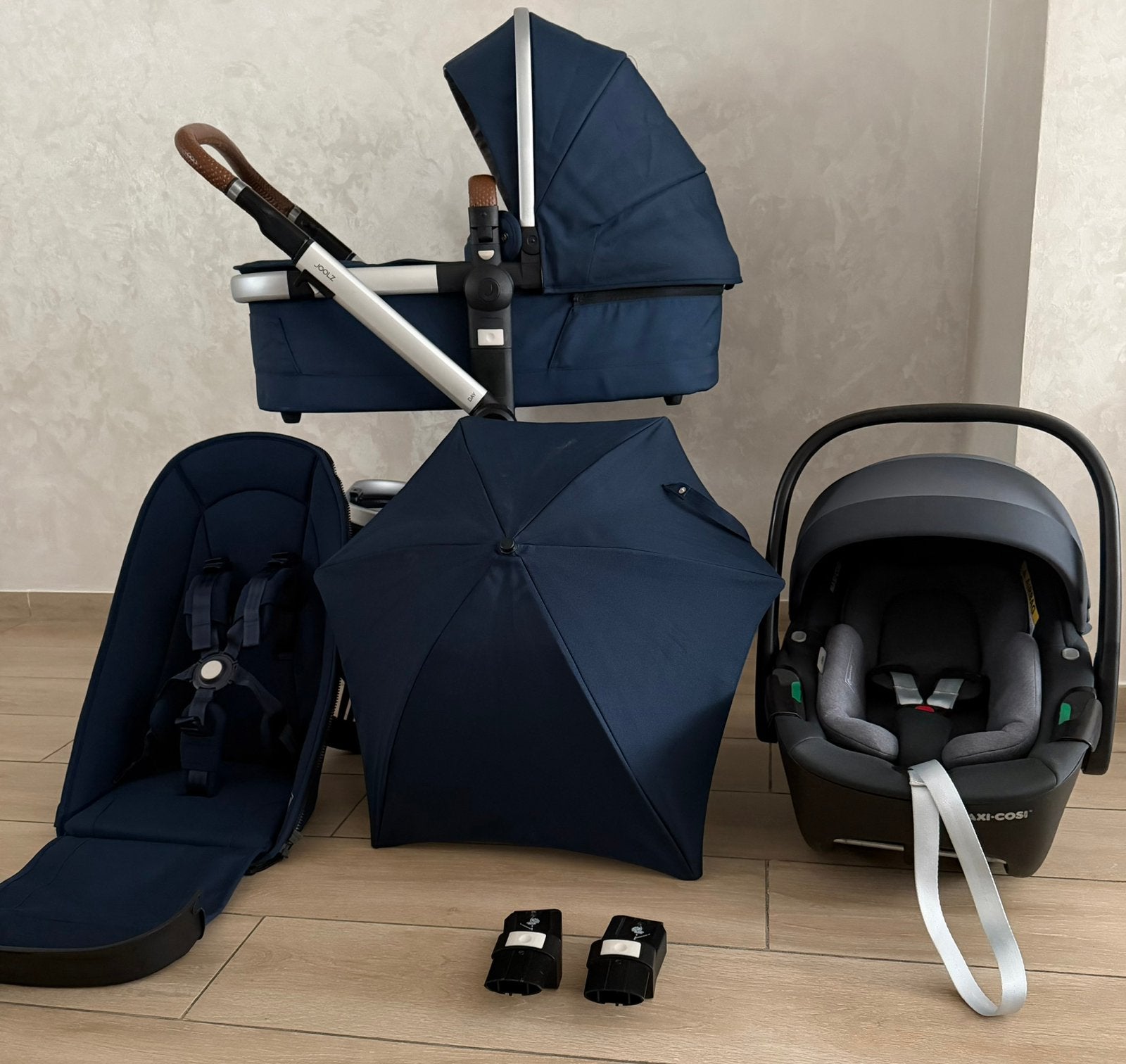 Joolz Day + petrol Blu Kinderwagen 3-in-1 Compleet Set, Kinderen en Baby's, Verstelbare rugleuning, Babygeluk, Ophalen of Verzenden