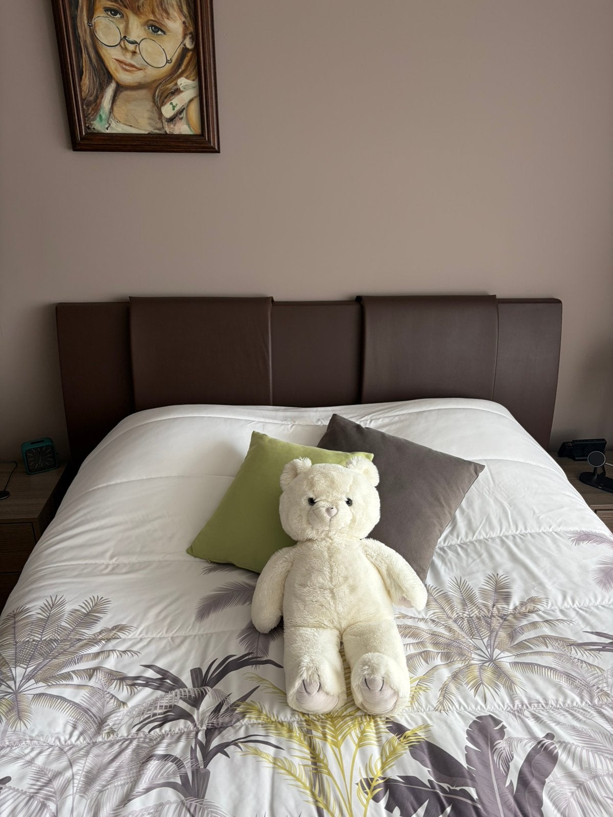 Vanaf 20/08 Zo mee te nemen bruin lederen Boxspring 160x200, Ophalen, Zo goed als nieuw