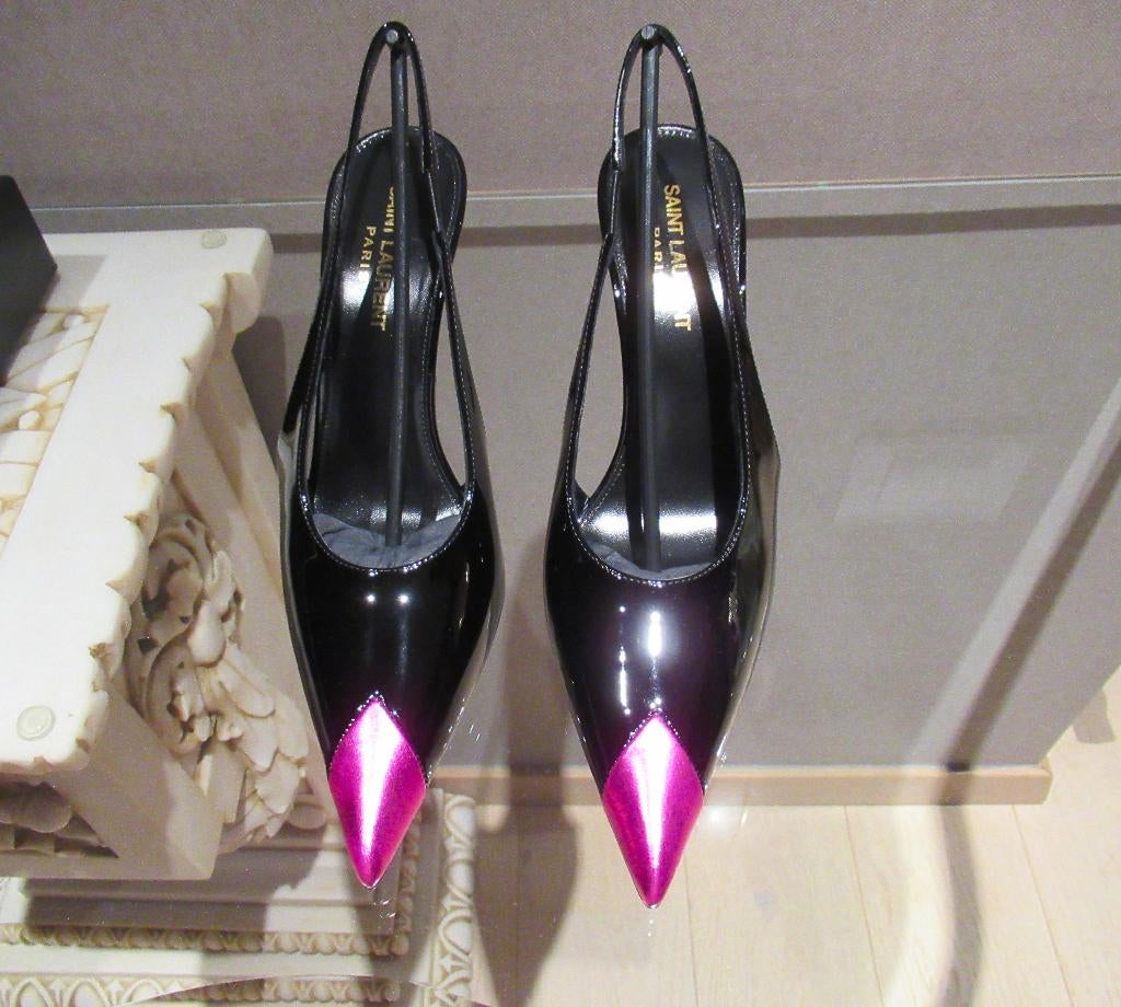 Nieuwe laklederen Saint Laurent pumps ( zwart / fuchsia ) 37, Neuf, Escarpins, Saint Laurent, Noir