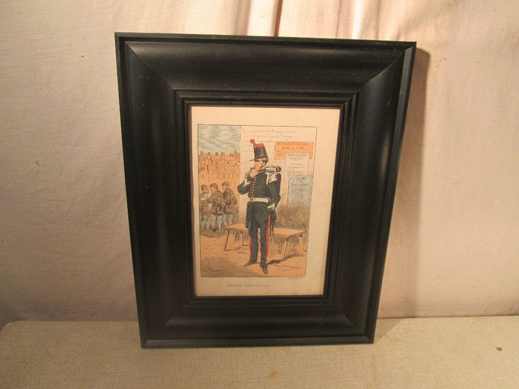 Belle gravure ancienne « Garde nationale » - 45x37, Enlèvement ou Envoi, Militaire, Gravure, Coloré à la main