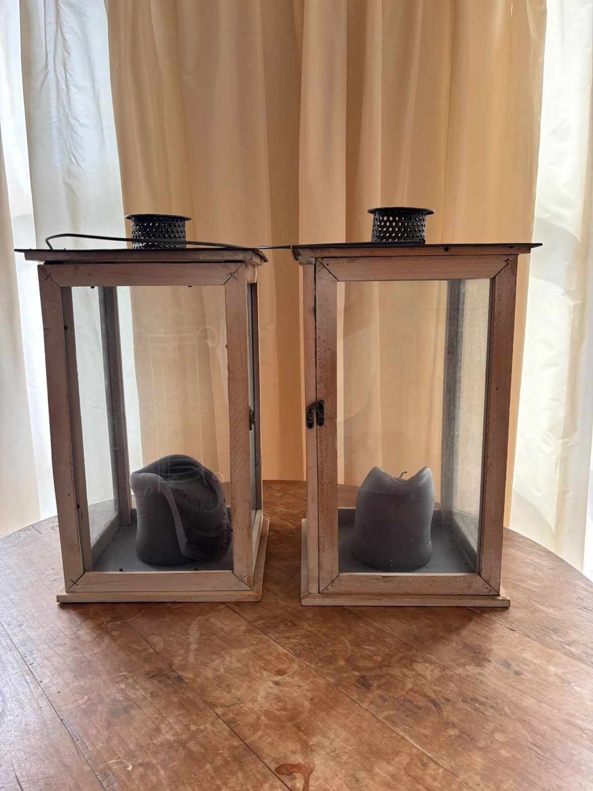 Set van 2 houten lantaarns, Ophalen, Gebruikt, Hout