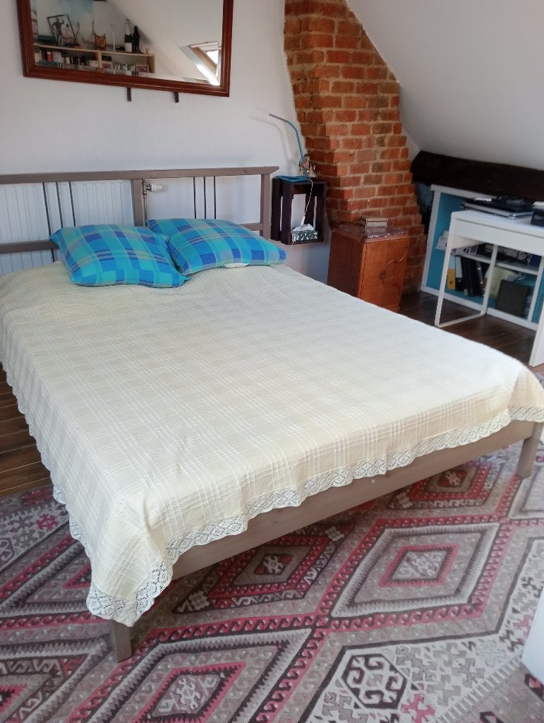 Cadre de lit à lattes, Ophalen, Tweepersoons, Zo goed als nieuw, 200 cm