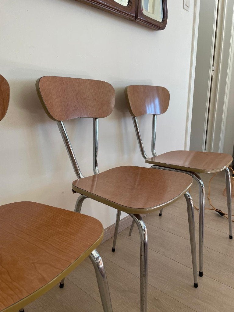 Chaises en formica, années 60, Trois, Comme neuf, Brun, Enlèvement