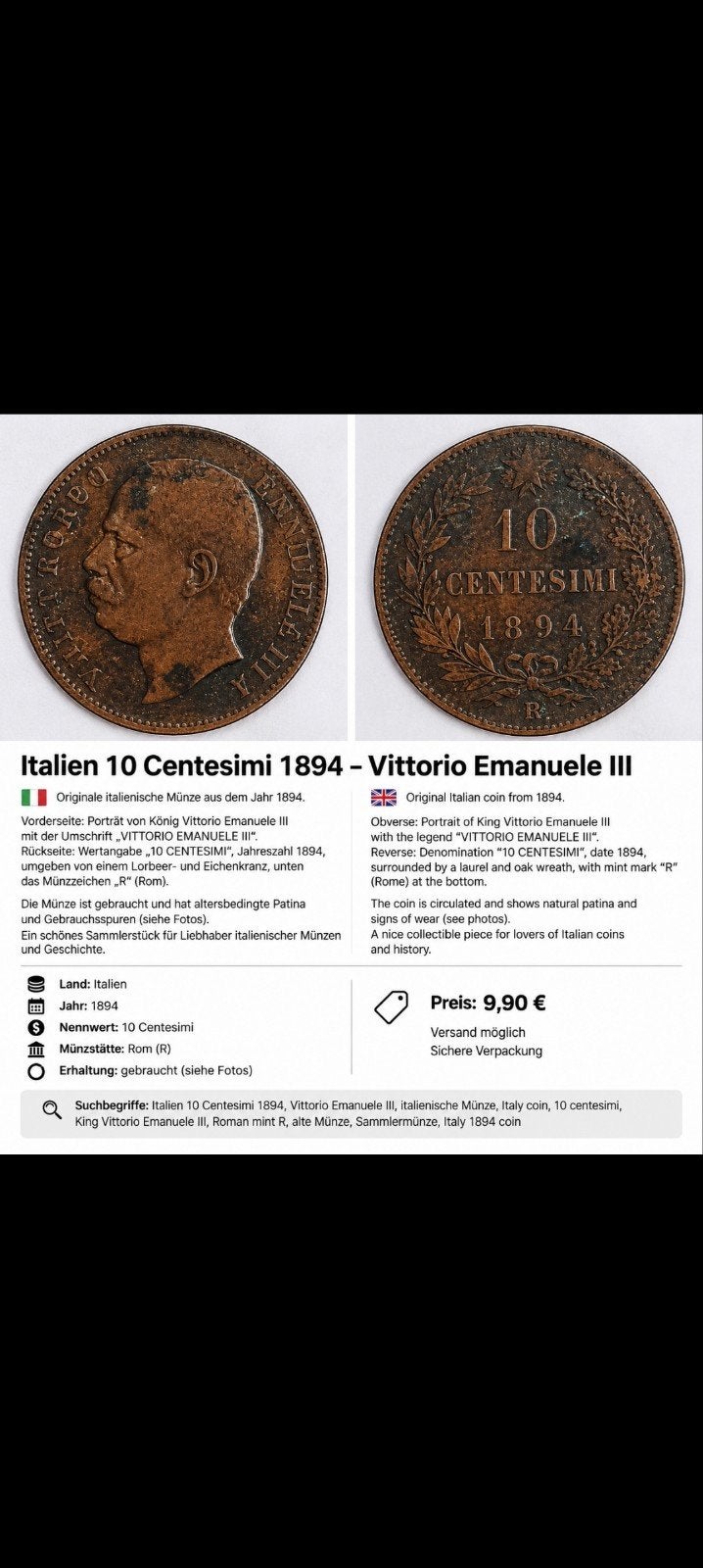 mint italien, Enlèvement ou Envoi