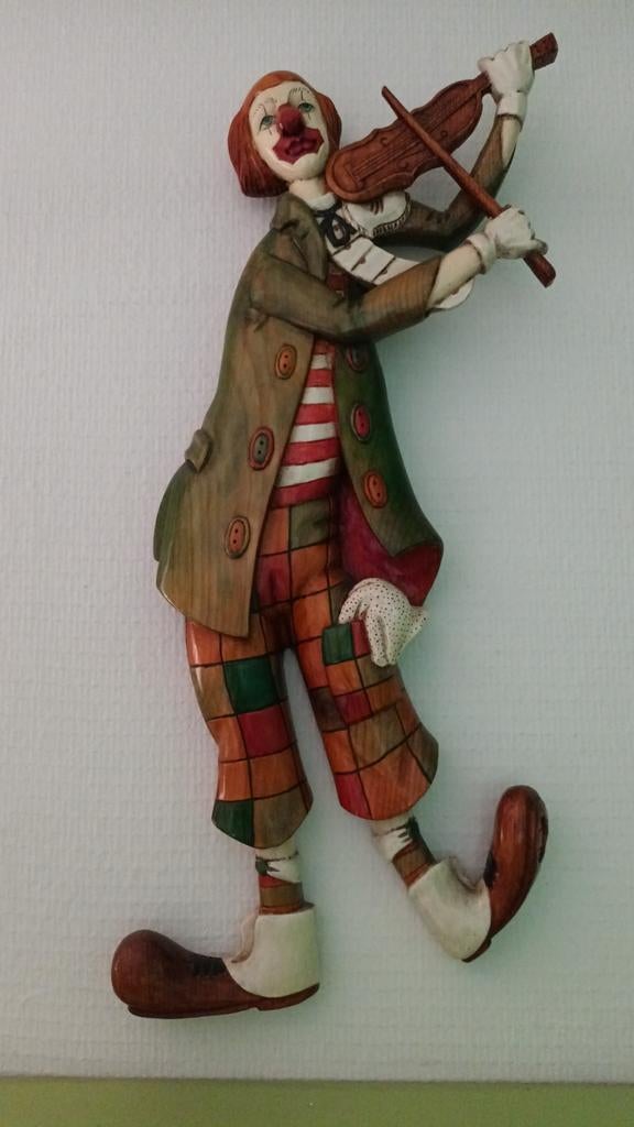 Klassieke circusclown met viool., Overige materialen, Zo goed als nieuw, Rood, Ophalen