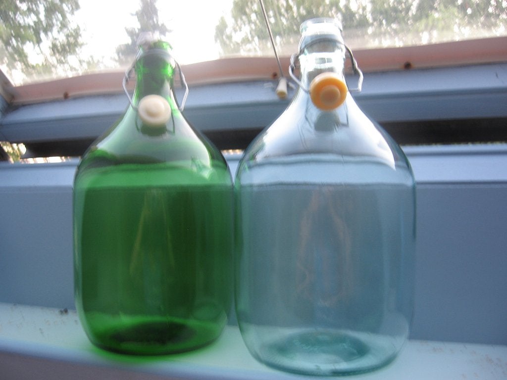 Bouteilles en verre de 5L + autres, Verre, Enlèvement ou Envoi, Pot de stockage, Comme neuf