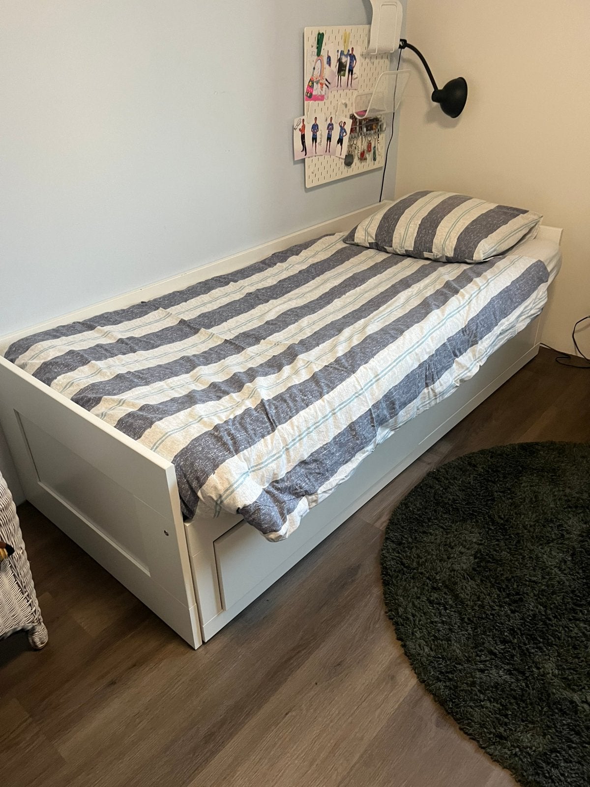 IKEA Brimnes bedbank met 2 lades, 80x200, Ophalen, Eenpersoons, Wit, 80 cm