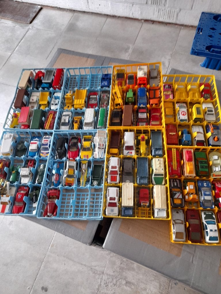 Lot 1/87 Boîte d'allumettes (+/- 90 PIÈCES), Envoi, Utilisé, Voiture, Matchbox