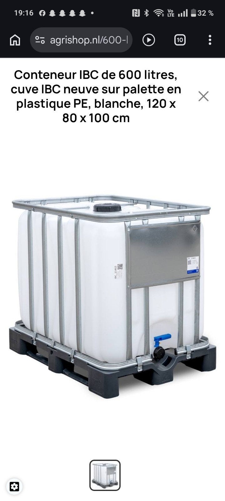 cherche cubi 600 l propre, Tuin en Terras, Ophalen