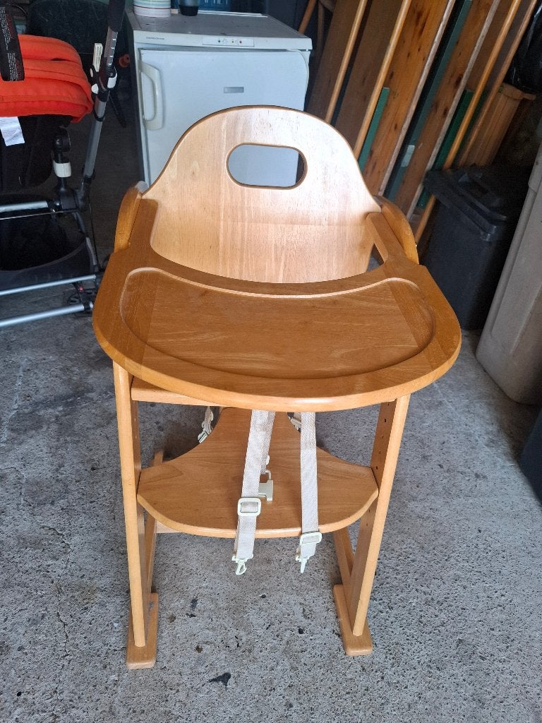Chaise haute enfant bois, Kinderen en Baby's, Kinderstoelen, Ophalen, Gebruikt, Hangstoel, Gordel(s)