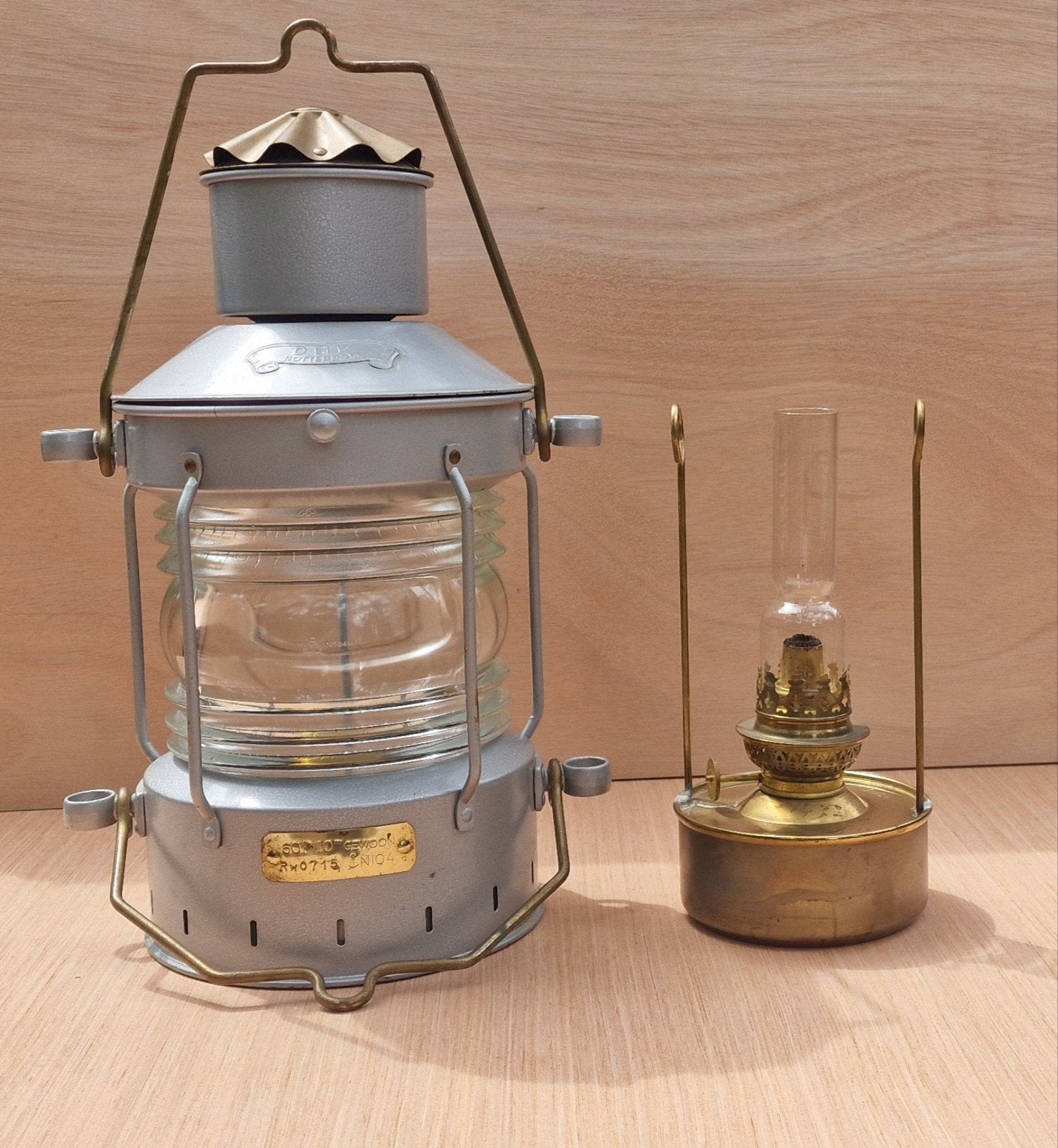 DHR Rotterdam 10" scheepslamp originele oliebrander vintage, Gebruikt, Gebruiksvoorwerp, Ophalen of Verzenden, /