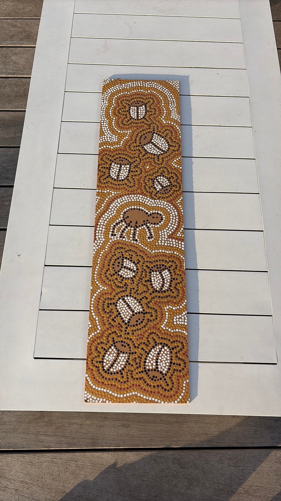 Aboriginal style dot art, Antiquités & Art, Art | Art non-occidental, Brun, Décoration murale, Bois, Enlèvement
