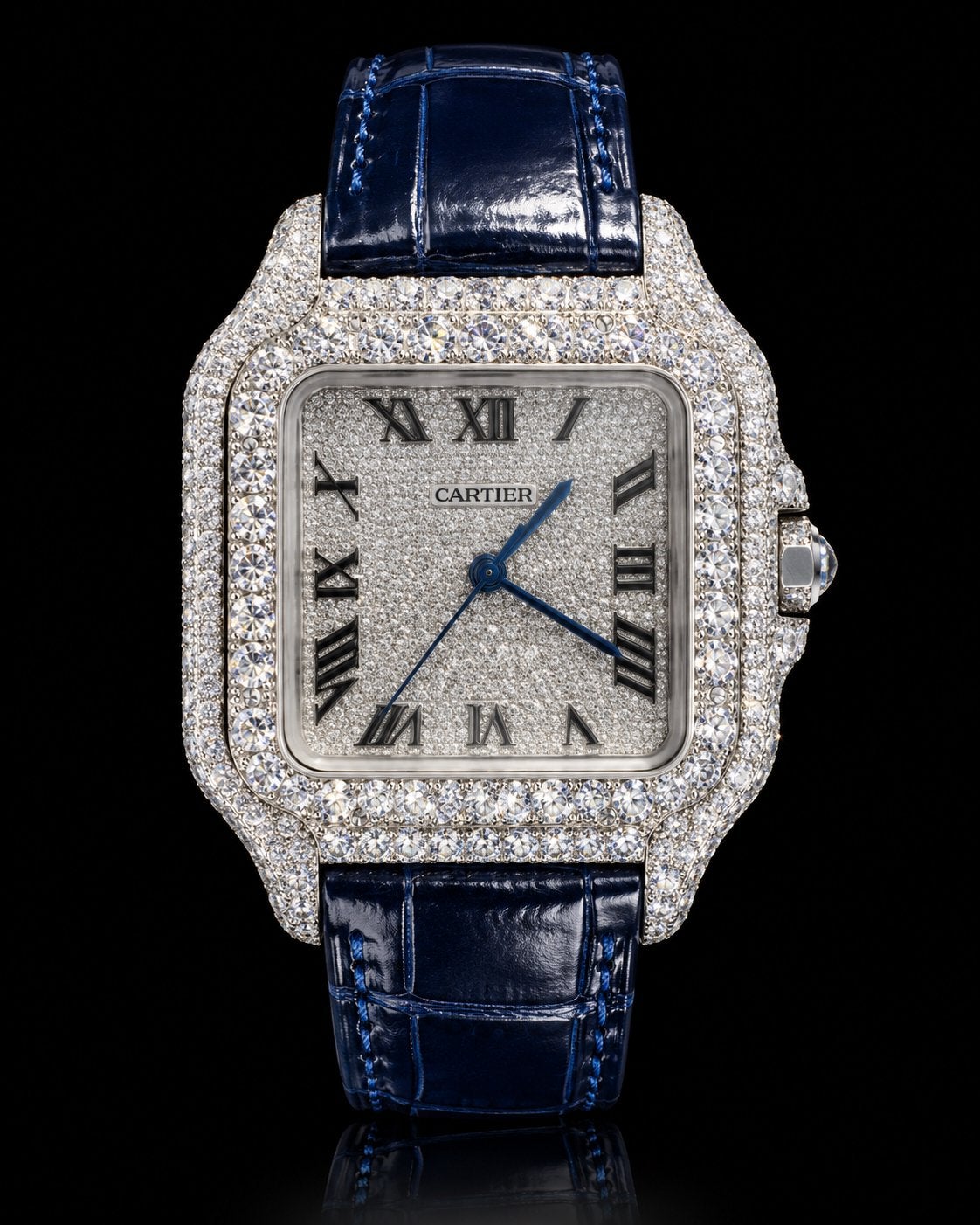 Cartier Santos – Cadran pavé / Bleu nuit, Enlèvement ou Envoi, Comme neuf
