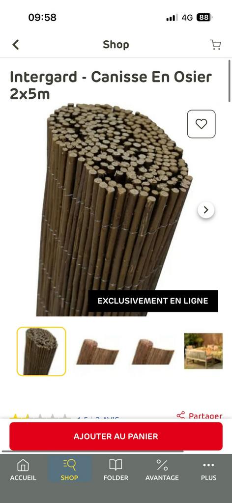 Rouleaux canisse en osier, Enlèvement, Comme neuf