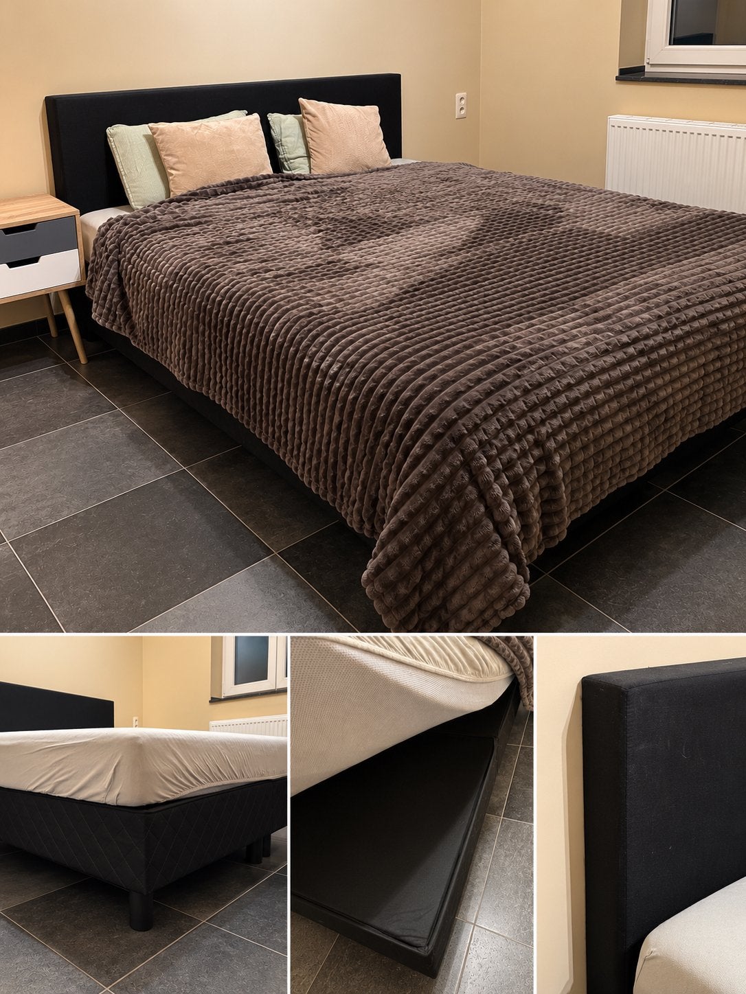 GRATIS – Zwart tweepersoonsbed 160 x 200 cm, Ophalen, Gebruikt, Zwart, Tweepersoons