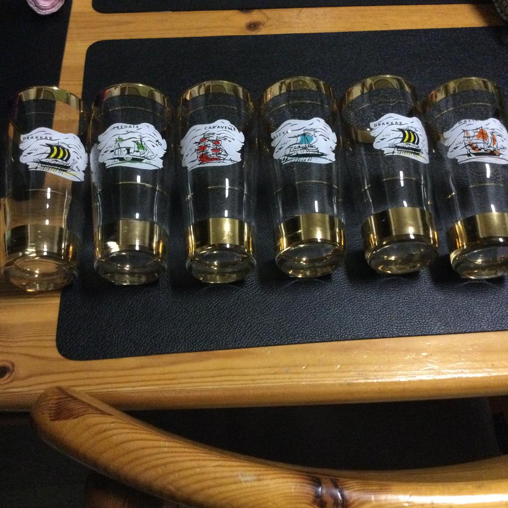 6 Longdrinkglazen met bootafbeelding, Enlèvement ou Envoi, Comme neuf