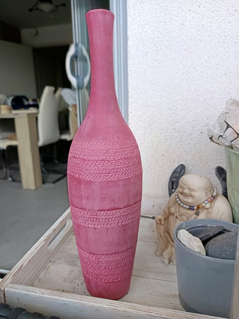 Elegante roze terracotta vaas 35 cm, Enlèvement