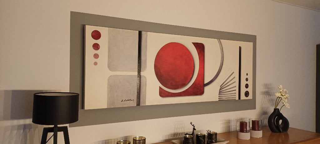 ** Zeer mooi canvas doek modern/abstract L160cm x H55cm***, Ophalen, 55 cm, Wandkleed, Zo goed als nieuw