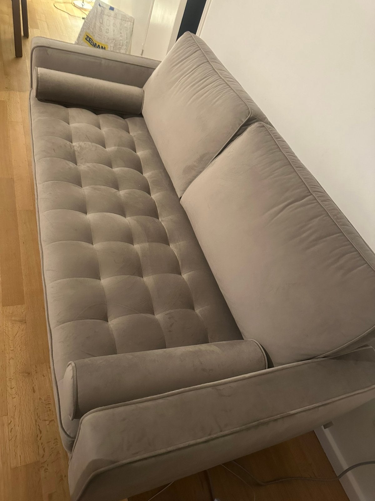 Sofa JAKOB-beige -fluweelstof, Huis en Inrichting, Ophalen, Zo goed als nieuw, Stof
