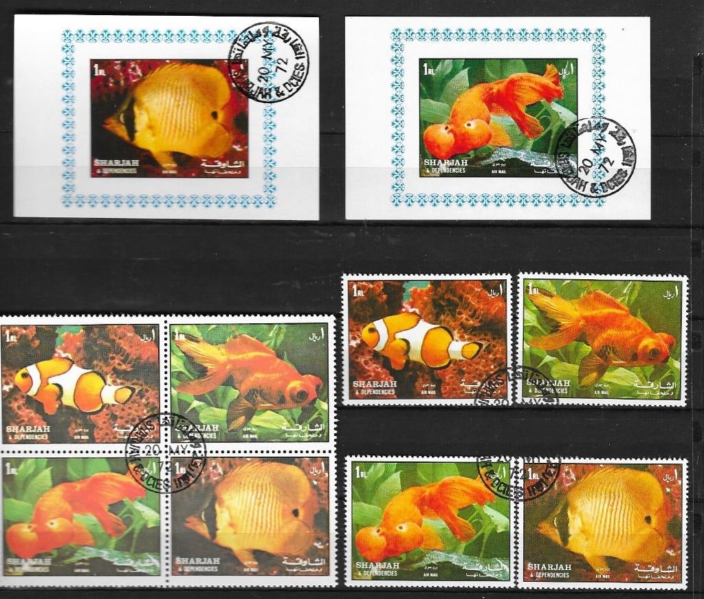 Timbres animaux poissons Sharjah a, Envoi, Affranchi