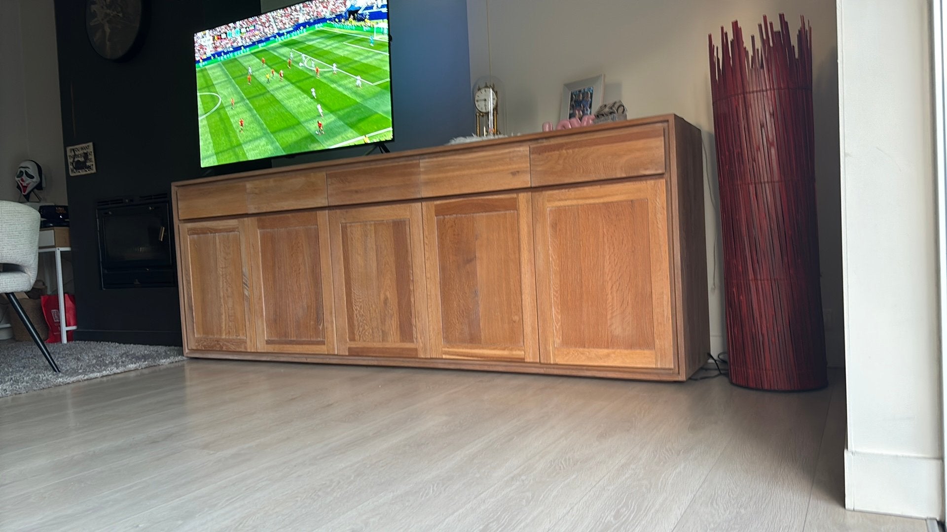 Dressoir in teak 5 deuren en schuiven, Ophalen, Zo goed als nieuw