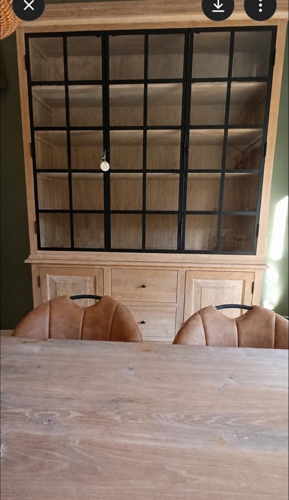 Op maat gemaakte eiken kast met zwart glazen frame – eyecatc, Antiek en Kunst, Ophalen