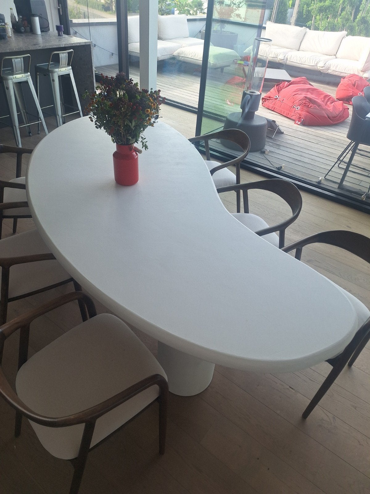 Beton ciré eettafel, Huis en Inrichting, Tafels | Eettafels, Ophalen, Overige materialen, Gebruikt, 100 tot 150 cm