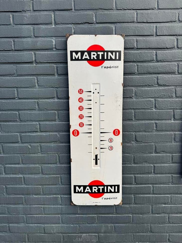 Vintage Martini Emaille Thermometer - Buitenthermometer, Antiek en Kunst