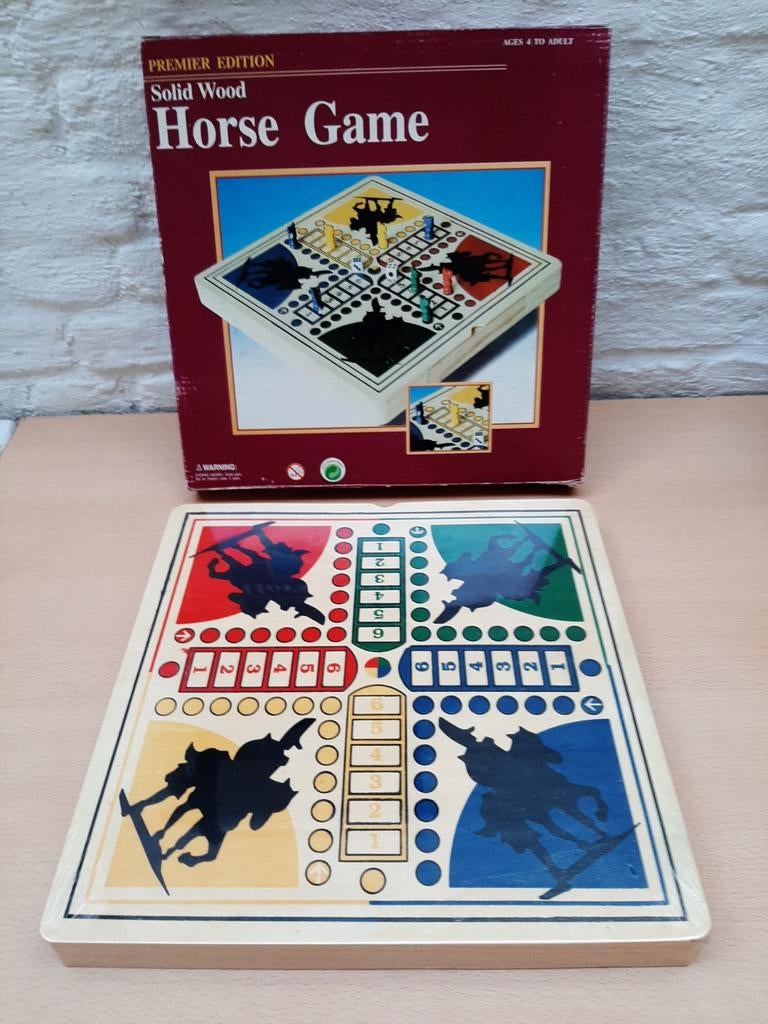Houten paardjes spel Nieuw, Een of twee spelers, Ophalen, Zo goed als nieuw